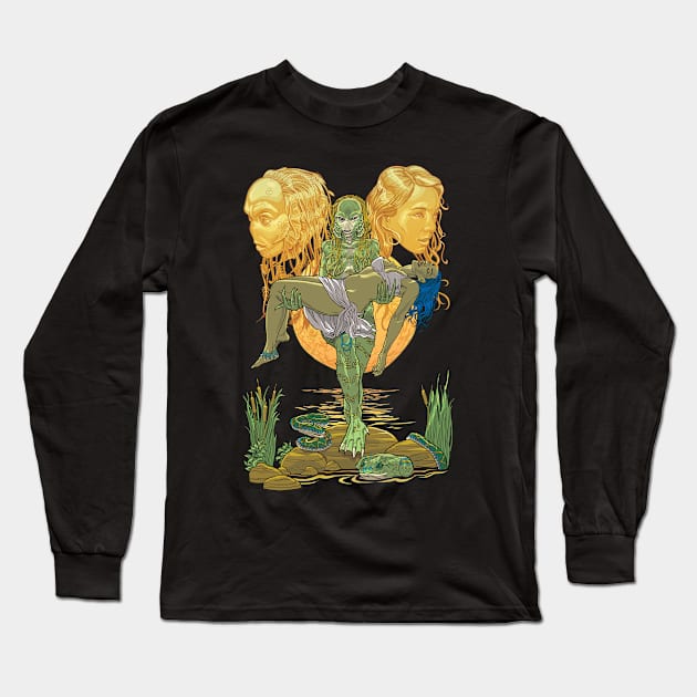 She Creature from the Black Lagoon Long Sleeve T-Shirt by AyotaIllustration